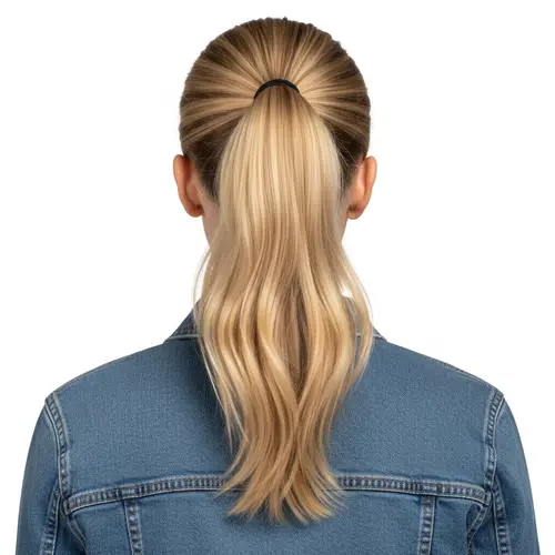 Blonde Long Wavy Hair Ponytail View