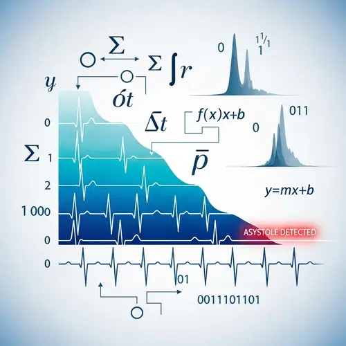 Medical Algorithm for Detecting Asystole - Heart Rate EKG Illustration