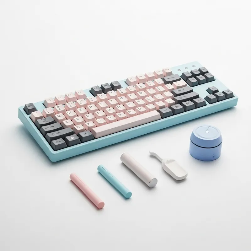 Sleek Pastel Blue & Pink Mechanical Keyboard - Modern Design Sleek Pastel Blue & Pink Mechanical Keyboard - Modern Design