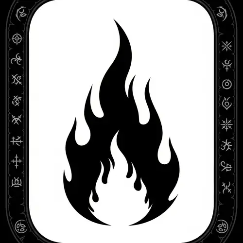 Black Fire Spell Icon - Dark Sorcery Symbol Design