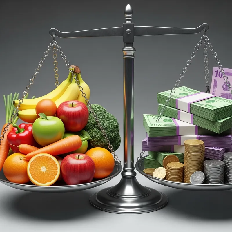 Balanced Health, Wealth: Fruits, Vegetables, Money