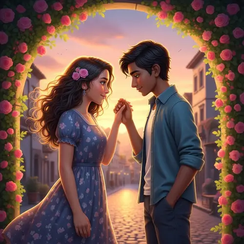 Romantic Love Story: Hispanic Girl & South Asian Boy Under Sunset Archway