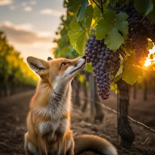 Fox Near Grape Bunch: Discover the Enchanting Sight