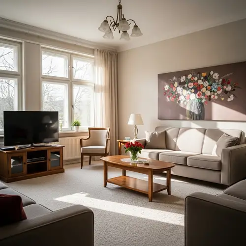 Vintage-styled Living Room with Sunlit Charm