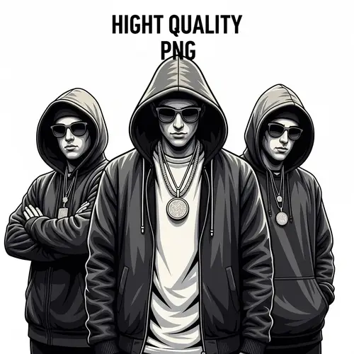 White Male Rappers in Stylish Hoodies on Urban Background