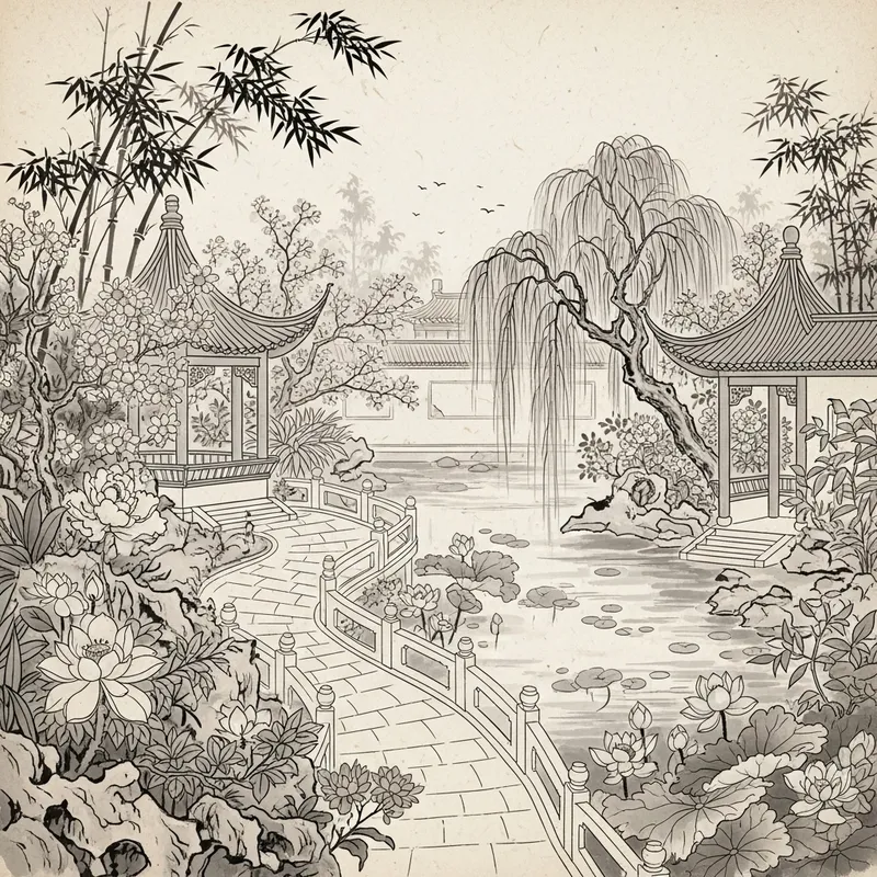 Serene Garden: Pearl Studio Style & Exotic Plants