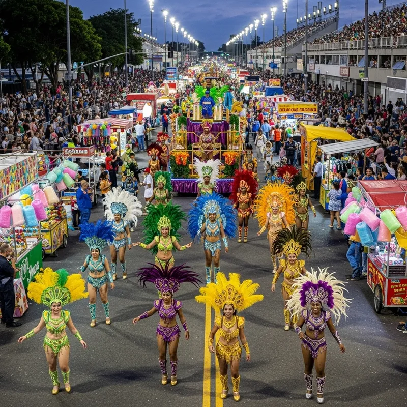 Vibrant Carnival Festivities: Colorful Costumes & Floats
