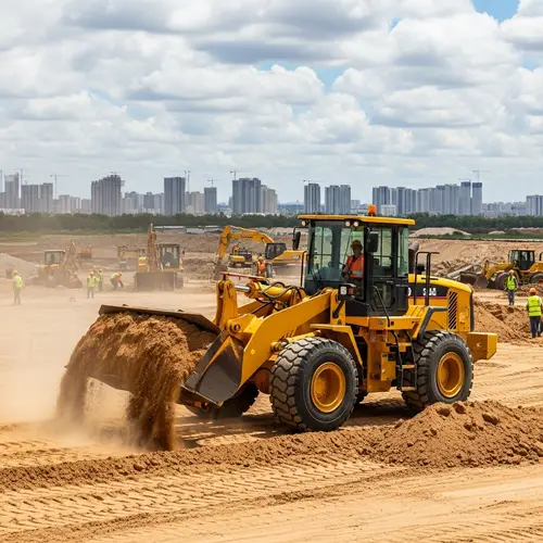 Heavy Duty Front Loader at Busy Construction Site