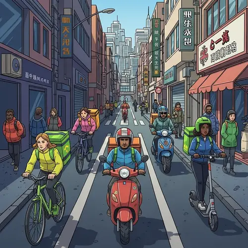 Diverse Couriers Delivering Swiftly in Urban Network | City Parcel Services