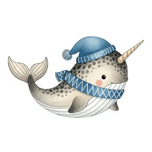 Charming Scandinavian Narwhal Cartoon Character