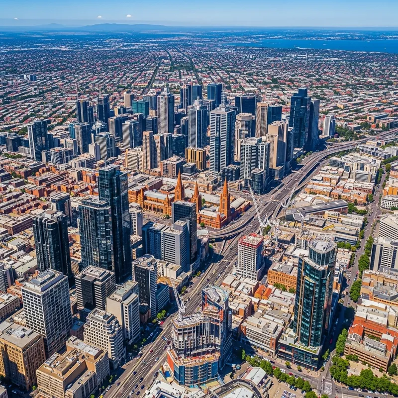 Vibrant Melbourne Architecture | Cityscape Aerial View