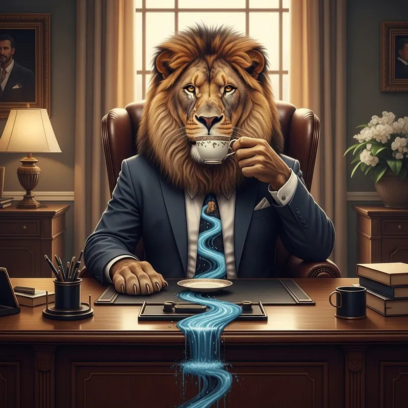 Majestic Lion Boss | Professional Business Setting Majestic Lion Boss | Professional Business Setting