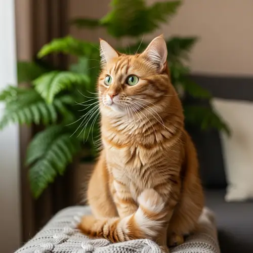 Adorable Ginger Cat with Bright Green Eyes | Cozy Indoor Setting