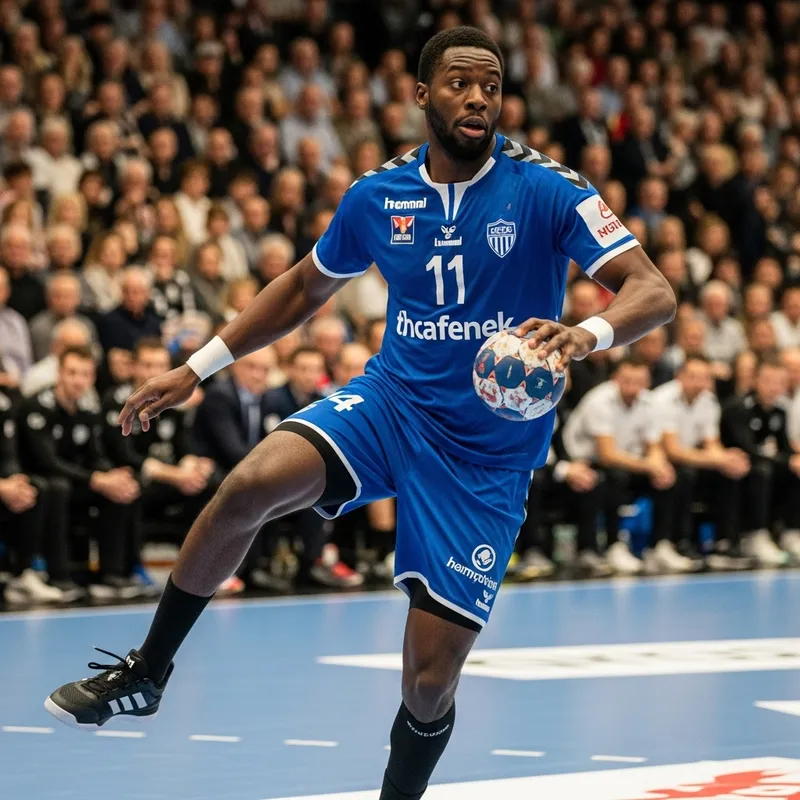 Dynamic Black Handball Player | Sports Apparel