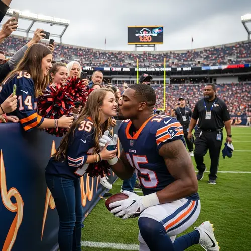Professional Football Player Sweet Moment with Female Fan