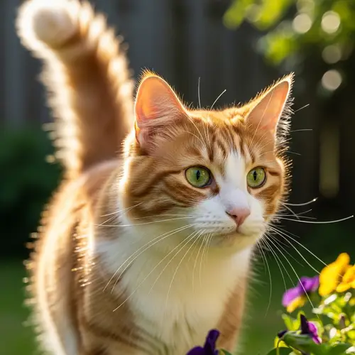 Fluffy Cat with Bright Emerald Eyes - Charming Feline