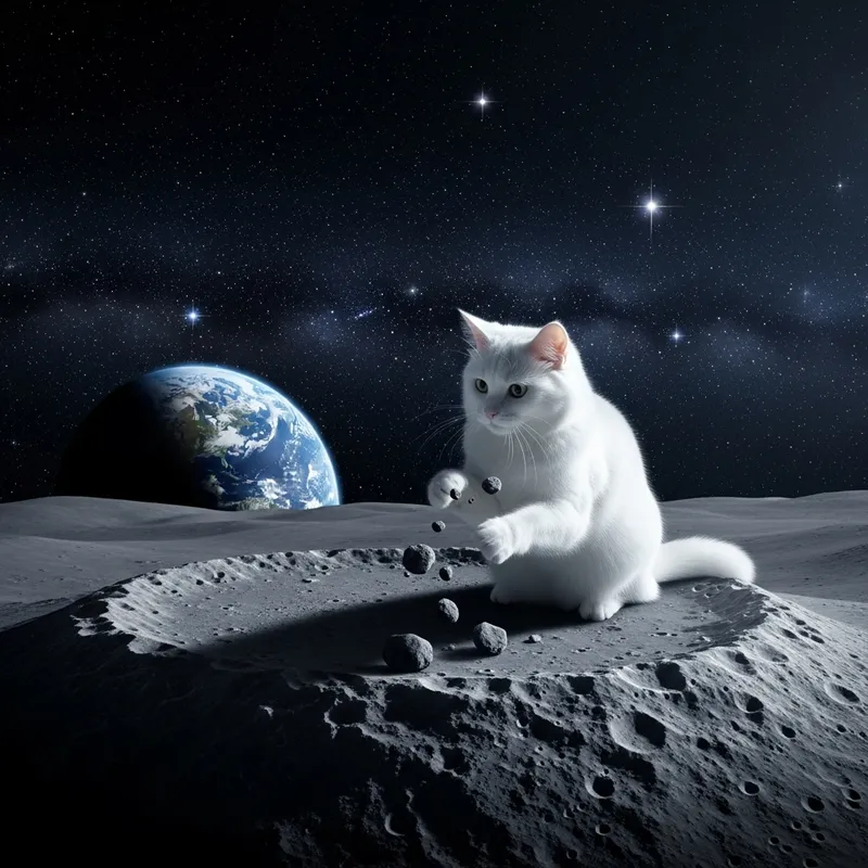 Cat Moon Play | Scenic Lunar Scene