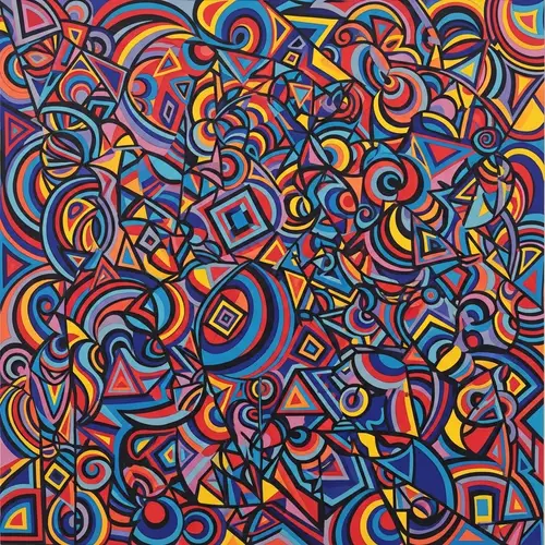 Bold Abstract Painting with Swirls & Optical Illusion Effect