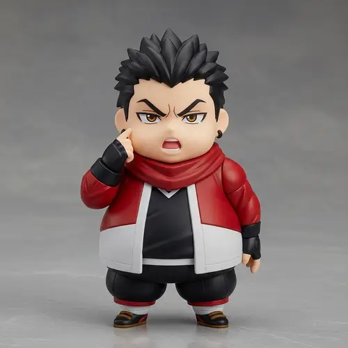 Chibi-Style Anime Figure in Red, White & Black Clothing