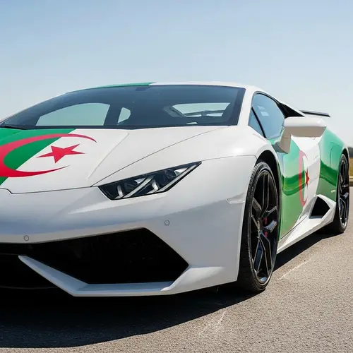 Slick Lamborghini Car Reflecting Algerian Flag Colors