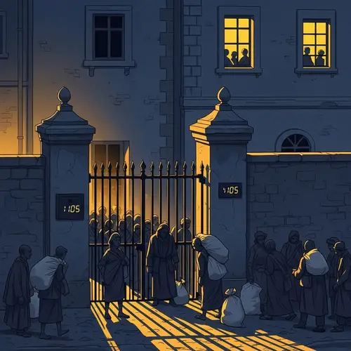 Mysterious Yellow House: Gates, Black Figure, Laughter
