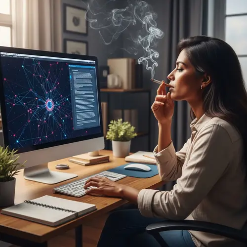 South Asian Female Copywriter on Smoke Break | Neural Network Typing