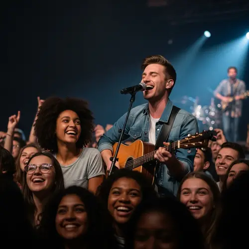 Diverse Audience Enjoys Live Concert by Smooth-Voiced Singer