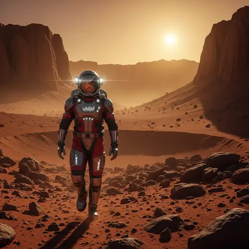 Middle-Eastern Male Astronaut Conquering Mars | Red Planet Exploration