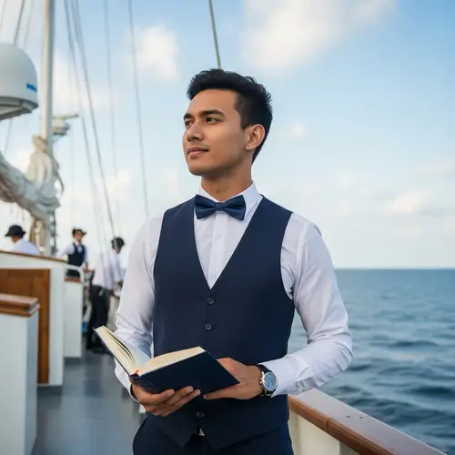 Young South-Asian Skipper Navigating Seas with Sophisticated Style