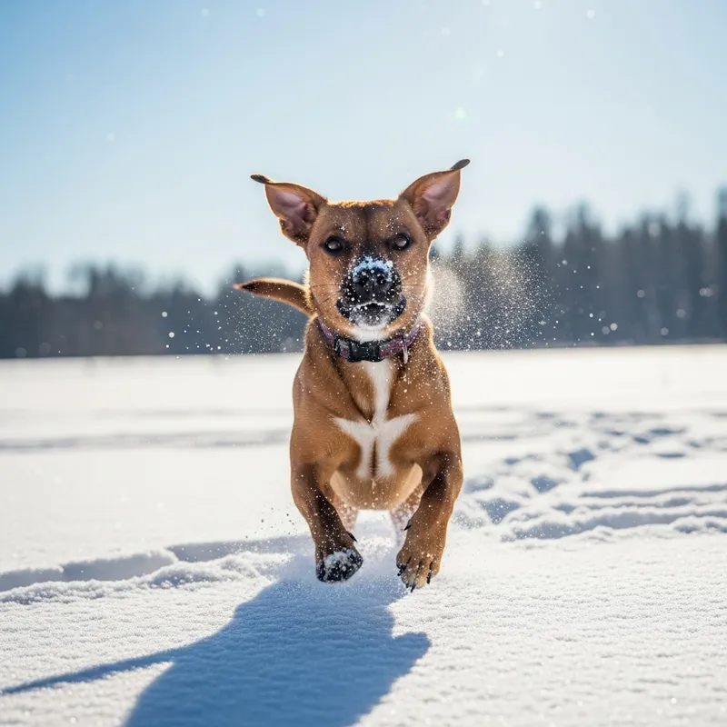 Playful Dog Playing in Snow | Winter Scampering Scene Playful Dog Playing in Snow | Winter Scampering Scene