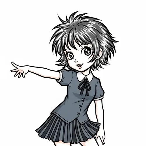 Shimmering Steel-Haired Young Caucasian Girl | 20th-Century Manga Style
