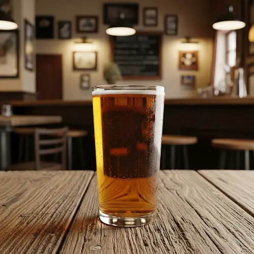 Craft Beer on Rustic Table in Cozy Bar