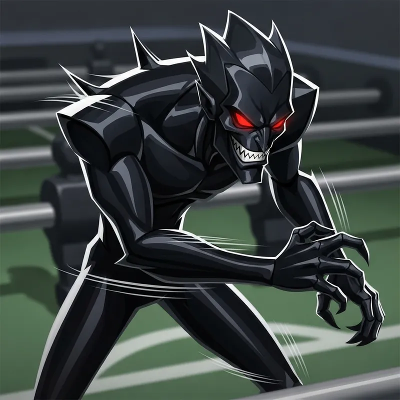 Sleek & Scary Black Foosball Player Design