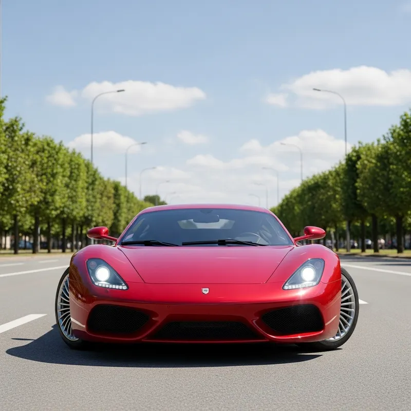 Sleek Red Car | Shining on the Road