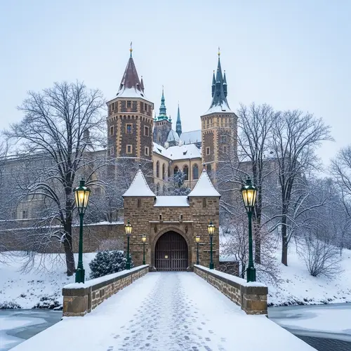 Captivating Winter Scene in Prague | Gothic Castle in Snow
