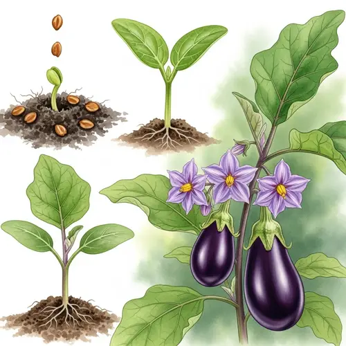 Eggplant Life Cycle: A Botanical Watercolor Journey