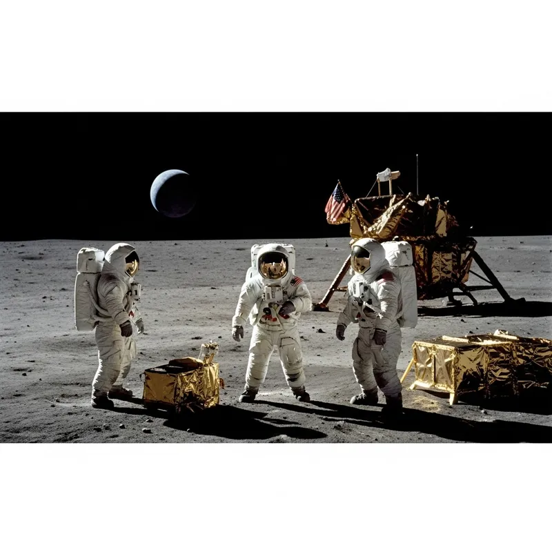 Moon Landing: Captured Awe of Humanity Reaching Celestial Body