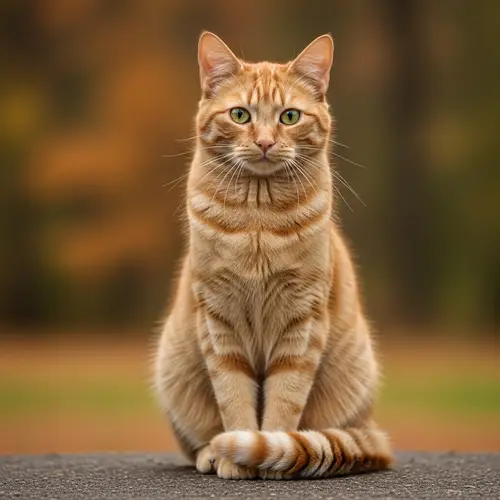 Graceful Cat with Orange Fur and Green Eyes