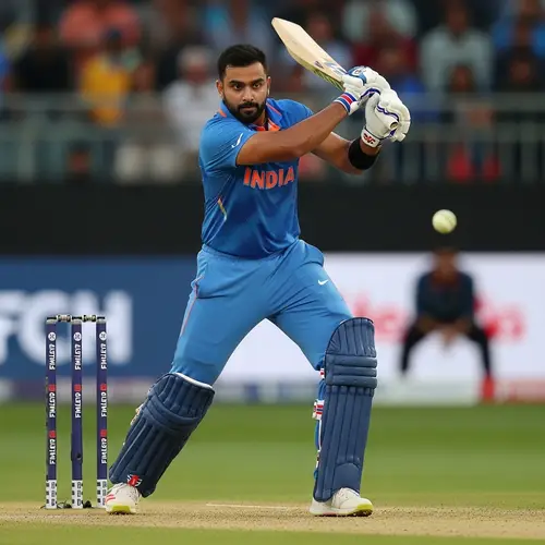 Athletic South Asian Cricket Player in Action | Cricket Ground Scene