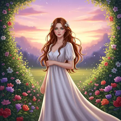 Radiant Woman in a Dreamy Garden Setting