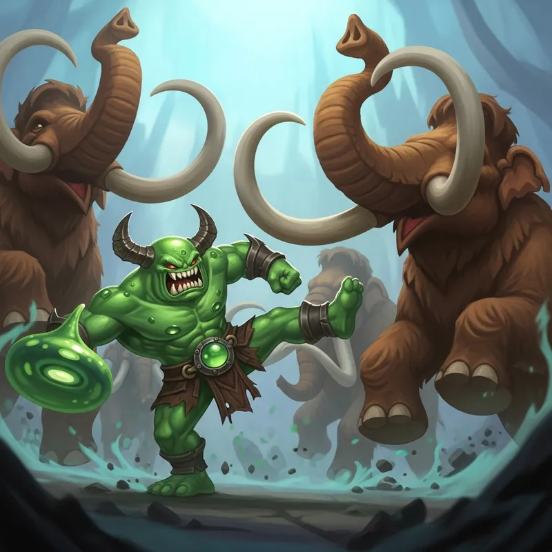 Green Shadow Fiend Slime Fights Mammoths in Dota 2 Game