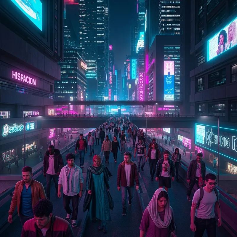 Neon Cyberpunk Cityscape - Futuristic Night Scene Neon Cyberpunk Cityscape - Futuristic Night Scene