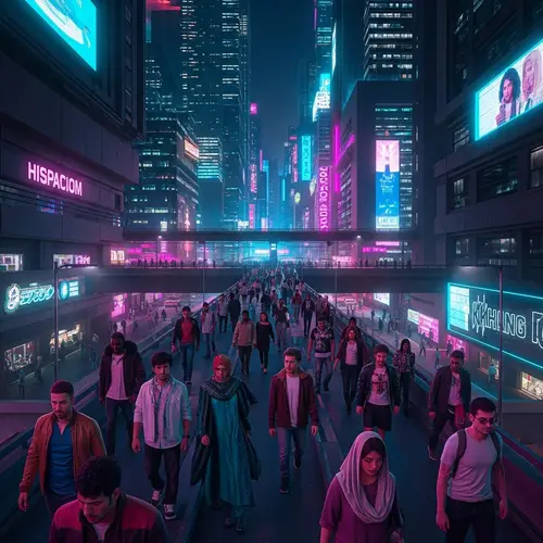 Futuristic Cyberpunk Cityscape at Night