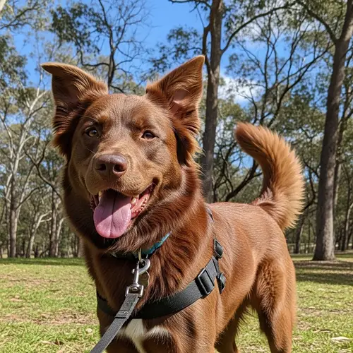 Playful Brown Dog in Natural Park Setting