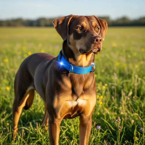 Majestic Brown Dog in Sunlit Green Field