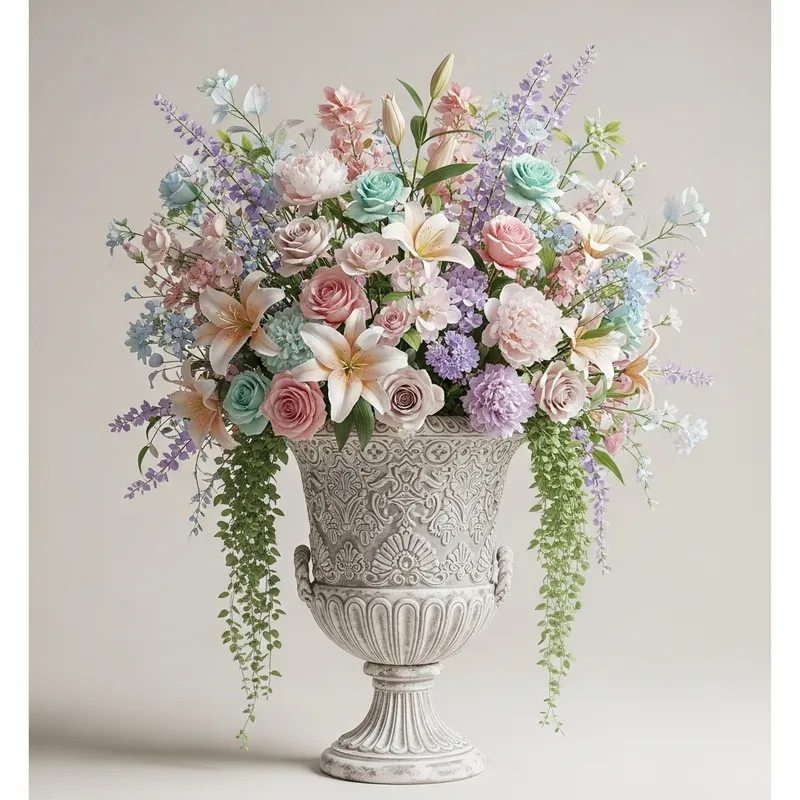 Elegant Floral Vase with Variety of Pastel Flowers