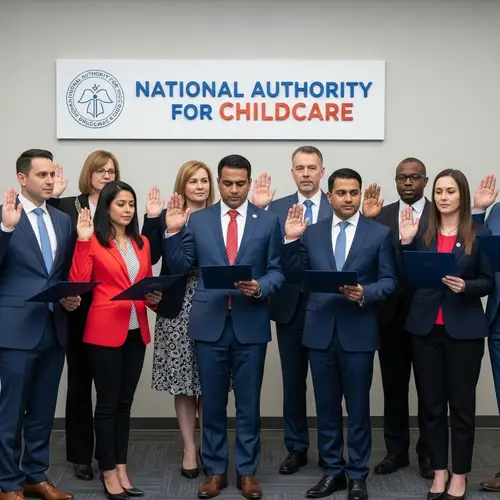 Diverse Employees Oath of Office at National Authority for Childcare