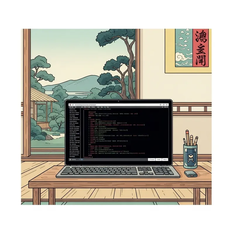 Japanese Ukiyo-e Style Linux Terminal Art