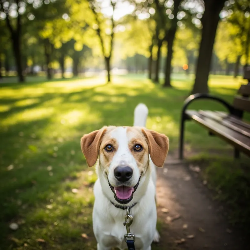 Friendly Domestic Dog in Lush Green Park - Playful Companion
