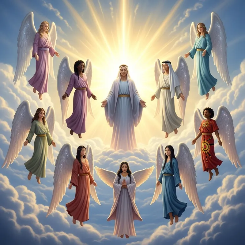 Heavenly Scene with 7 Angels and Divine Presence
